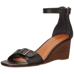 Lucky Brand Jodella Wedge Sandal Black Leather